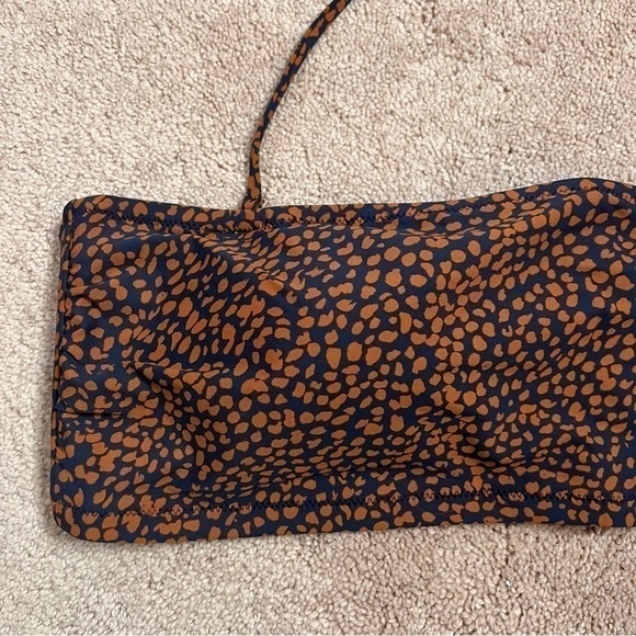 NWT! J. Crew Spot-On Print Bandeau Bikini Top in Navy Pecan. Size 2X - Picture 4 of 13